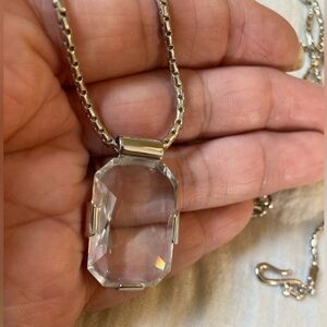 Swarovski Crystal Swan Logo Faceted Large Crystal Pendant‎  Necklace